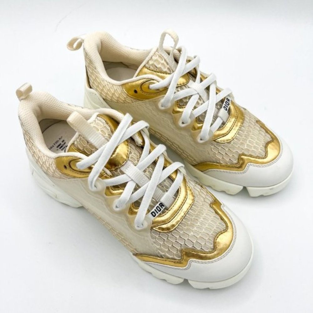 Christian Dior Mesh D-Connect Sneakers 37.5 Gold - Picture 4 of 11